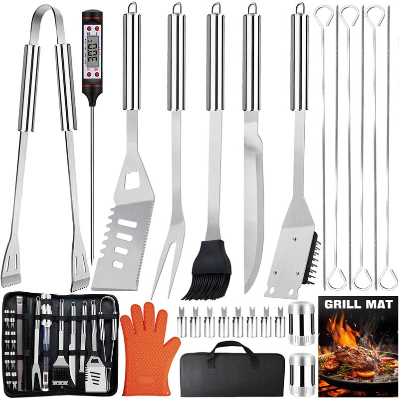 MUYFIO 28PCS Stainless Steel BBQ Grill Accessories Set  Grilling Gifts for Men Birthday Father's Day  Portable Multifunction Grilling Utensils Tools Kit with Storage Bag for Outdoor Grill Camping BBQ Party - Image 1